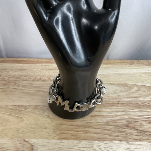 Vintage Marc Jacobs Charm Bracelet Dice & MJ Charms 2000s Silver Tone Size 6.5 - Picture 4 of 12